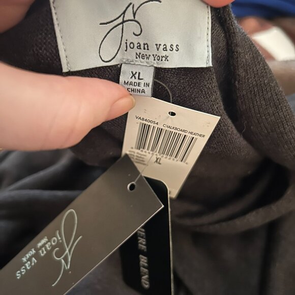 NWT Joan Vass New York Chalkboard Heather Gray Cashmere Blend Sweater XL - Picture 8 of 10